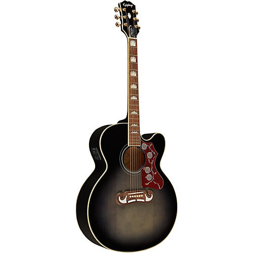 Epiphone J-200 EC Studio Acoustic-Electric Guitar Transparent Ebony Burst