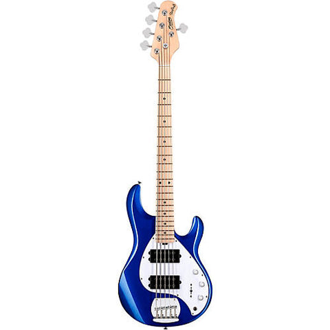 Sterling by Music Man StingRay Ray5HH Maple Fingerboard 5-String Electric Bass Guitar Cobra Blue