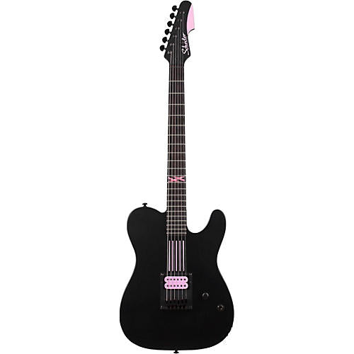 Schecter Guitar Research Machine Gun Kelly PT With Hot Pink Line Graphics Electric Guitar Satin Black