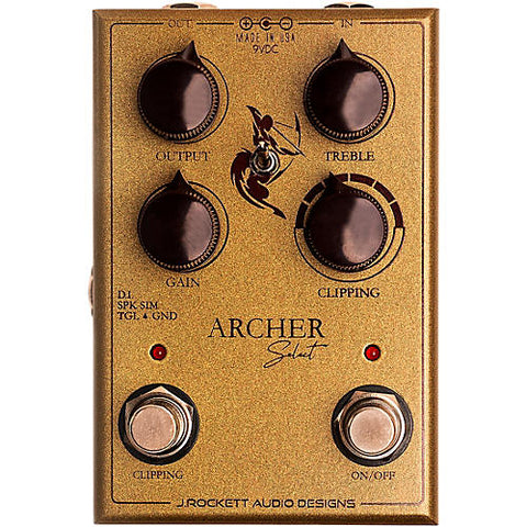 J.Rockett Audio Designs Archer Select Boost/Overdrive Effects Pedal Gold