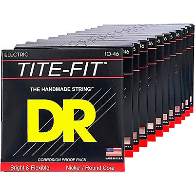 DR Strings Box of TITE-FIT Nickel Plated Electric Guitar Strings 12 Pack Medium (10-46)