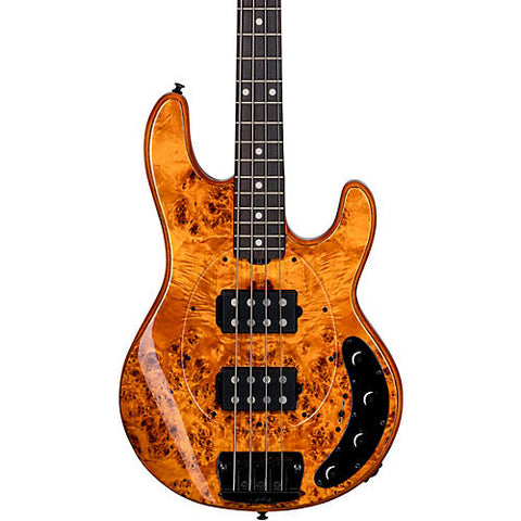 Sterling by Music Man StingRay RAY34 HH Poplar Burl Top Bass Amber