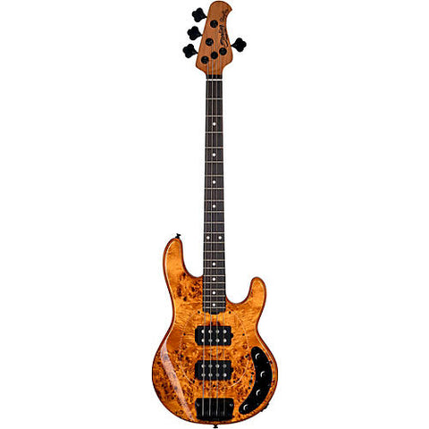 Sterling by Music Man StingRay RAY34 HH Poplar Burl Top Bass Amber