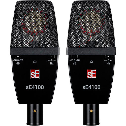 sE Electronics sE sE4100-PAIR Factory Matched Pair of sE4100 Large Diaphragm Condenser Microphones w/Mount and Case Black